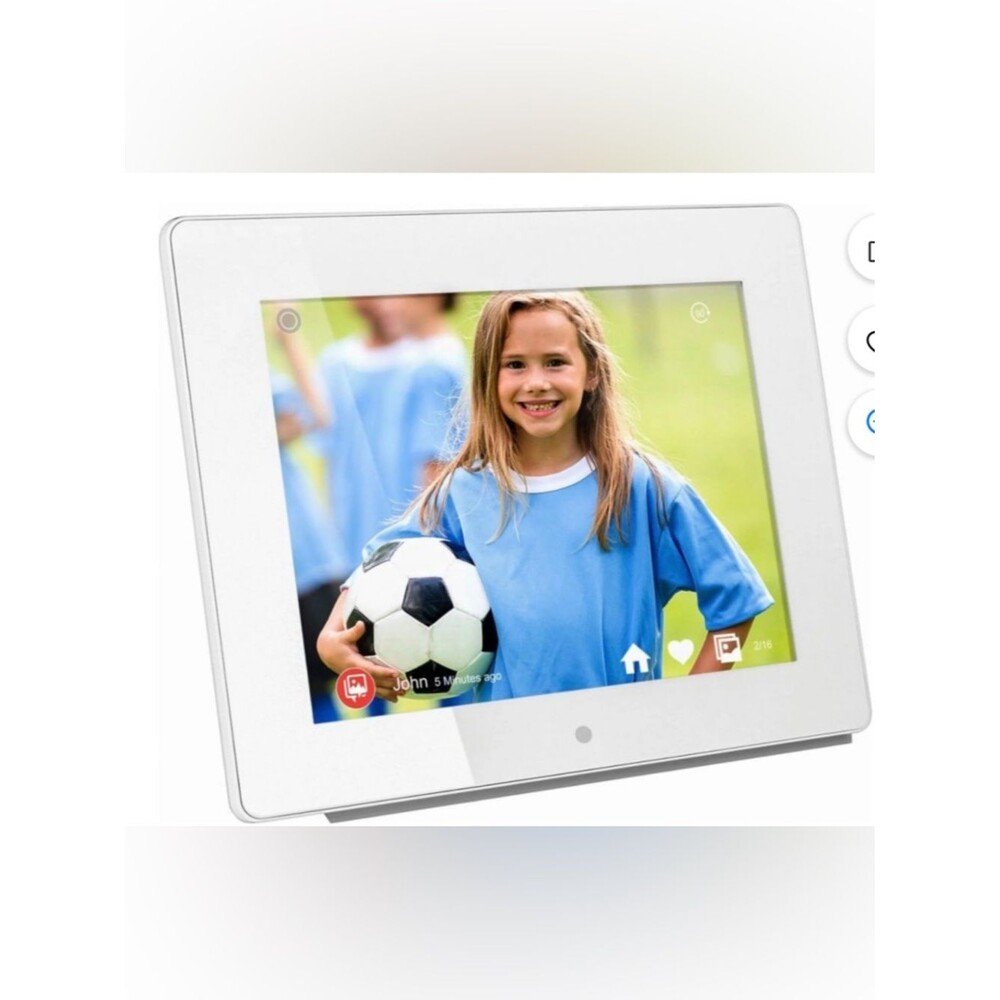 Digital Photo Frame with Soccer Print Display - White